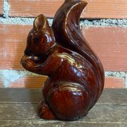 Bouteille Ancienne Grès Émaillée Forme Écureuil Marron + Bouchon Vinta