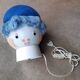 Small blue bedside lamp, child's head globe, vintage 1970
