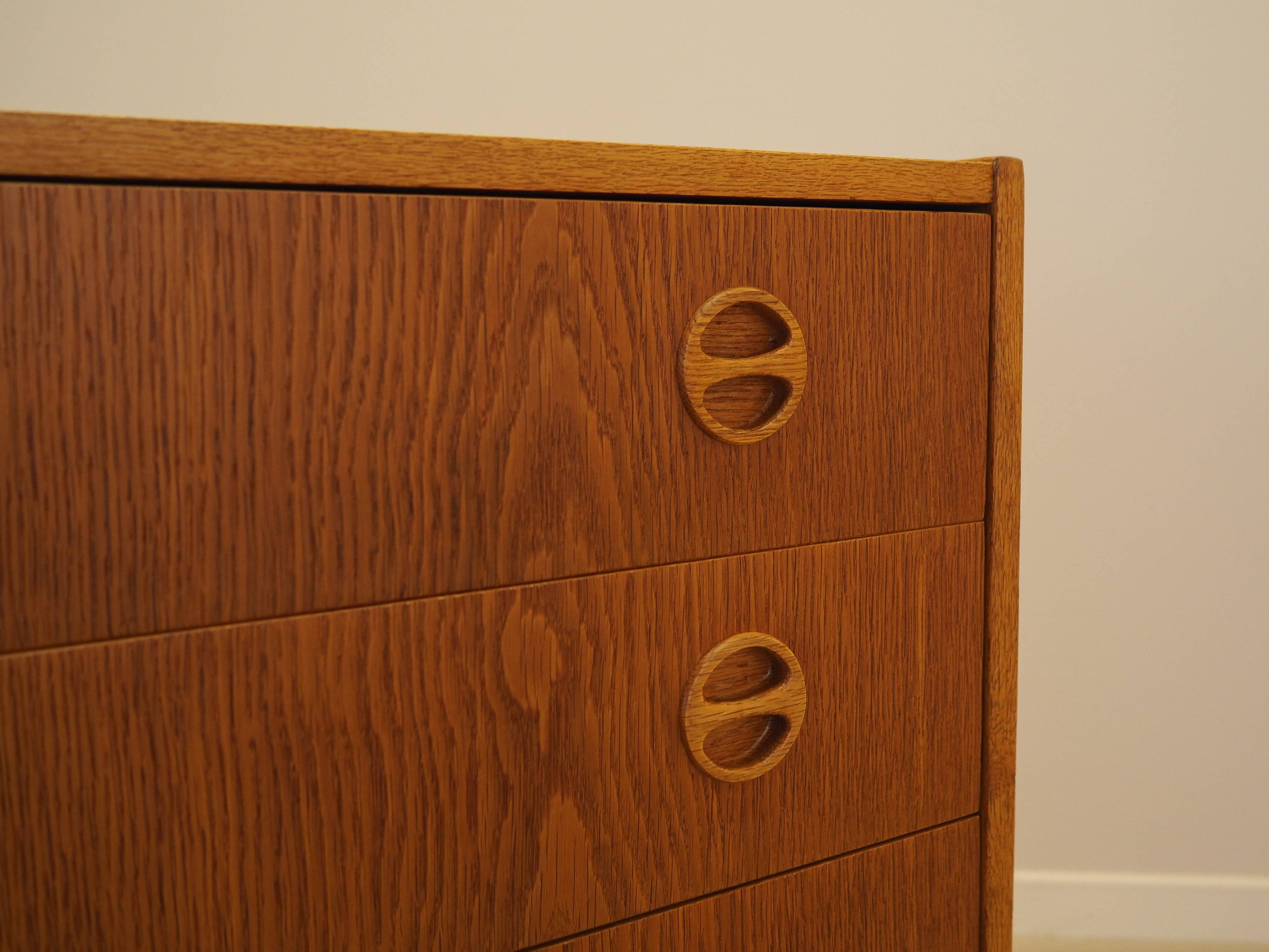 Ash chest of drawers 1970s with distinctive handles, Denmark
