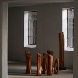 Large Wooden Sculpture "Joy" by Ole Wettergren, Modern Danish, 1980s