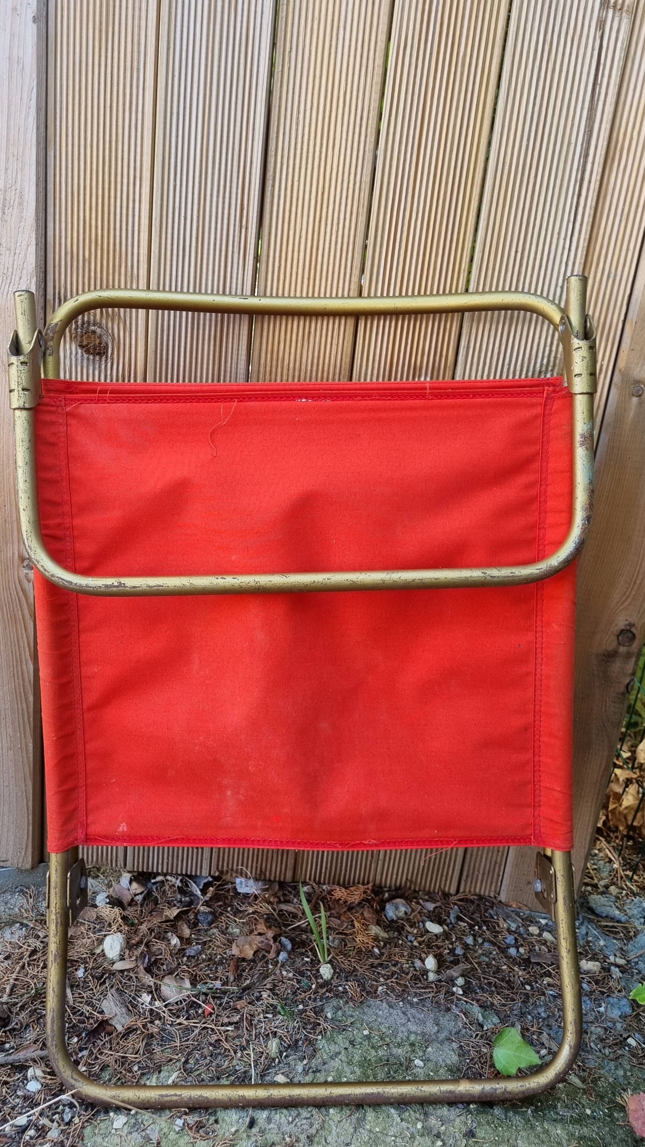 Ancien Siège Pliant Toile – Vintage, Pêche, Plage, Camping, Déco Rétro