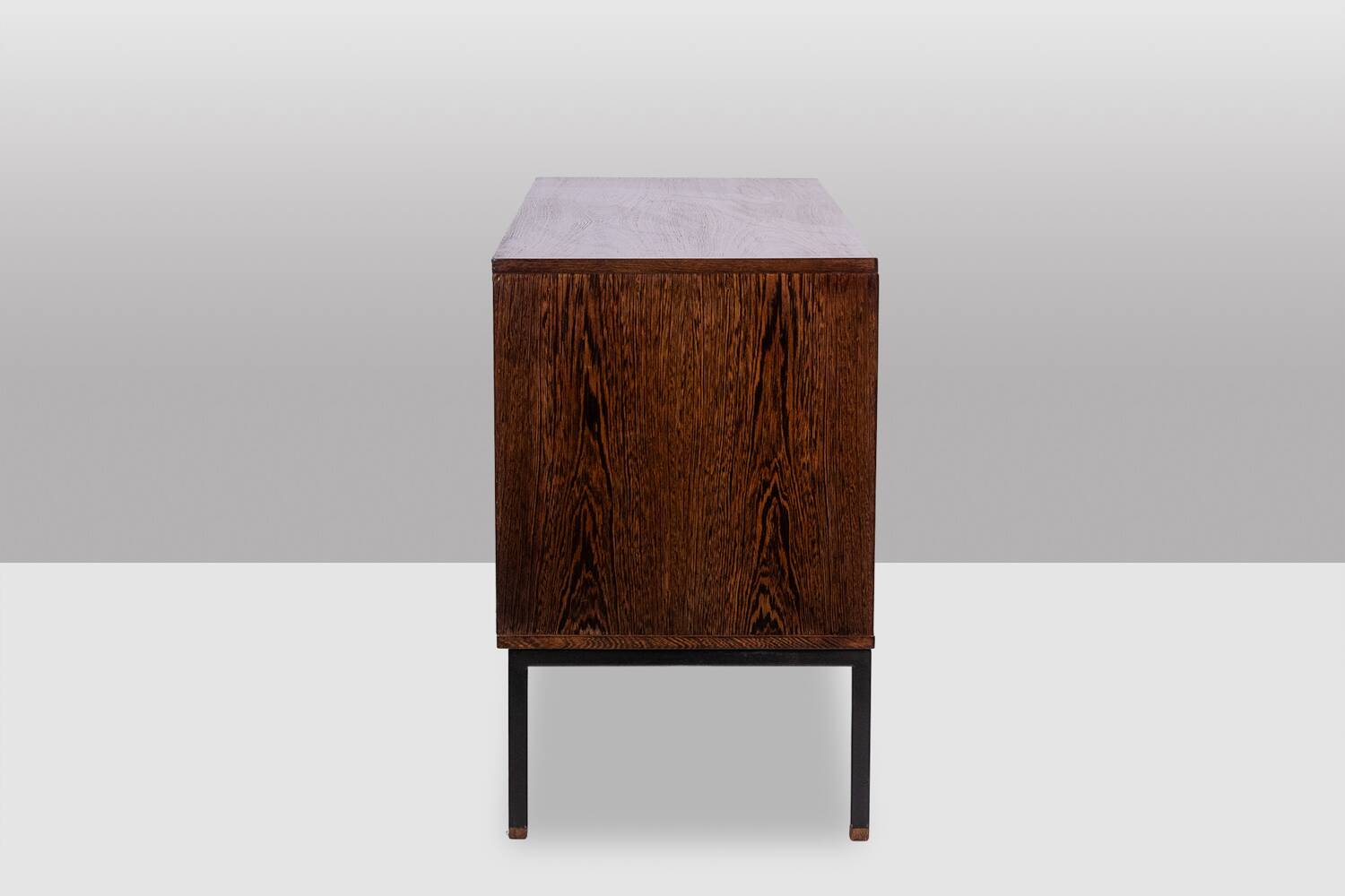 Wenge and raffia sideboard. 1970s.