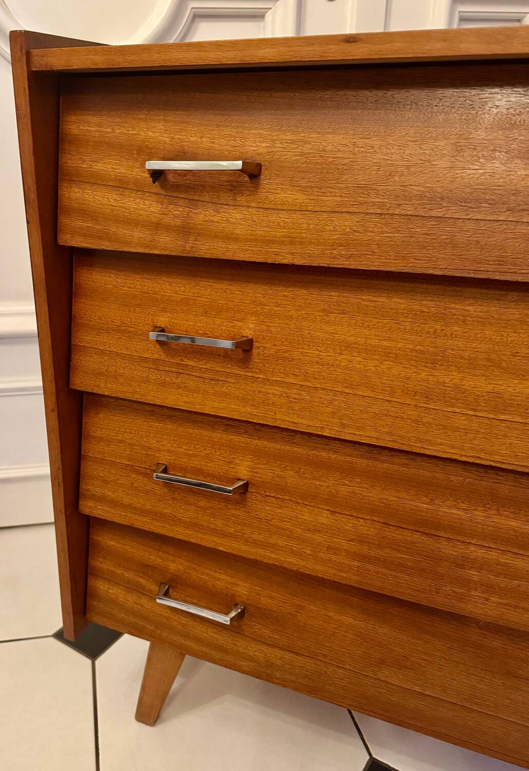 Vintage chest of drawers with compass feet