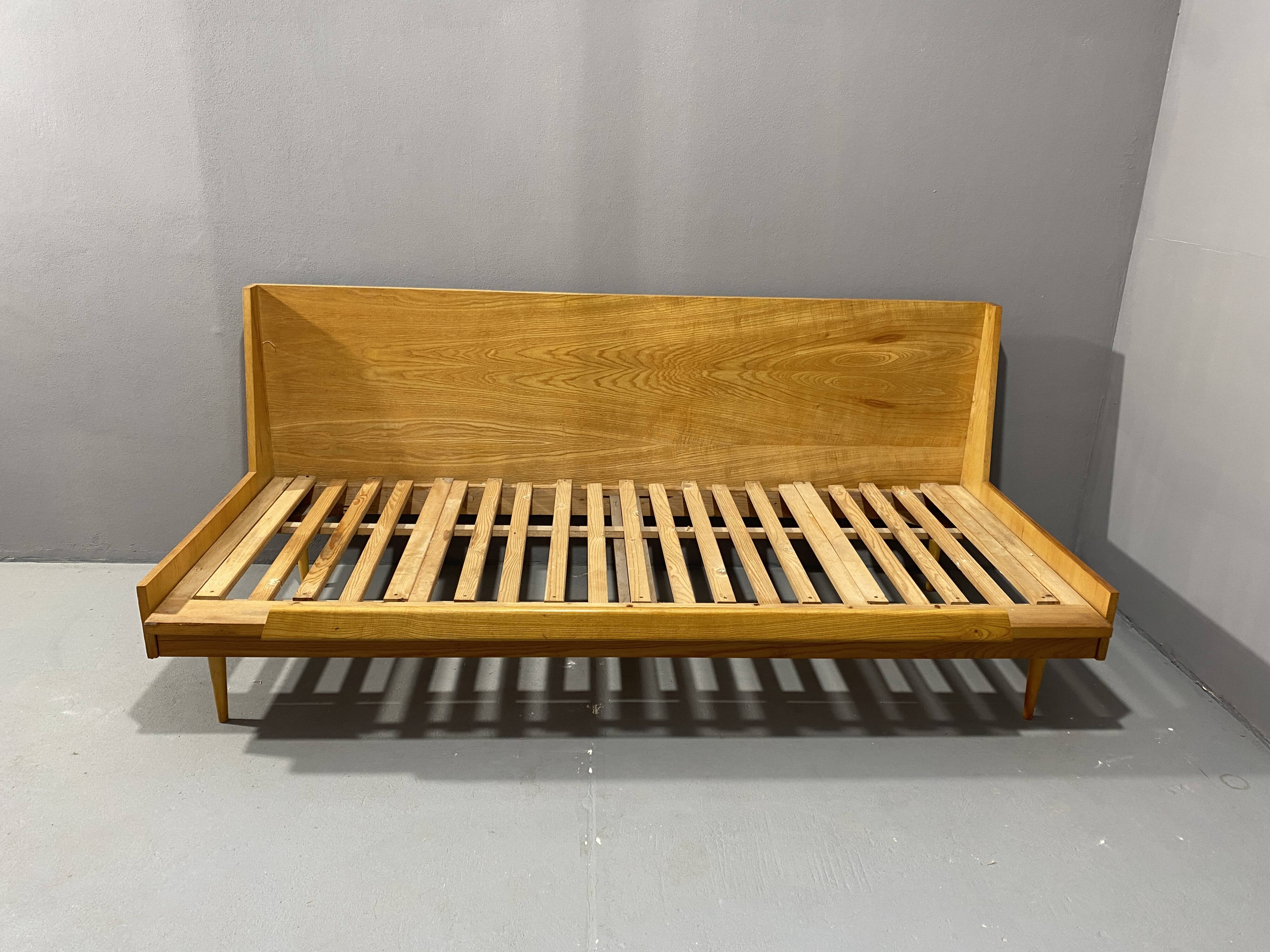 Mid-century folding sofa bed by Drevotvar, 1970s, Czechoslovakia