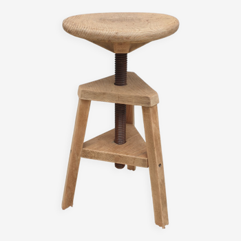 Tabouret d'horloger à vis chêne