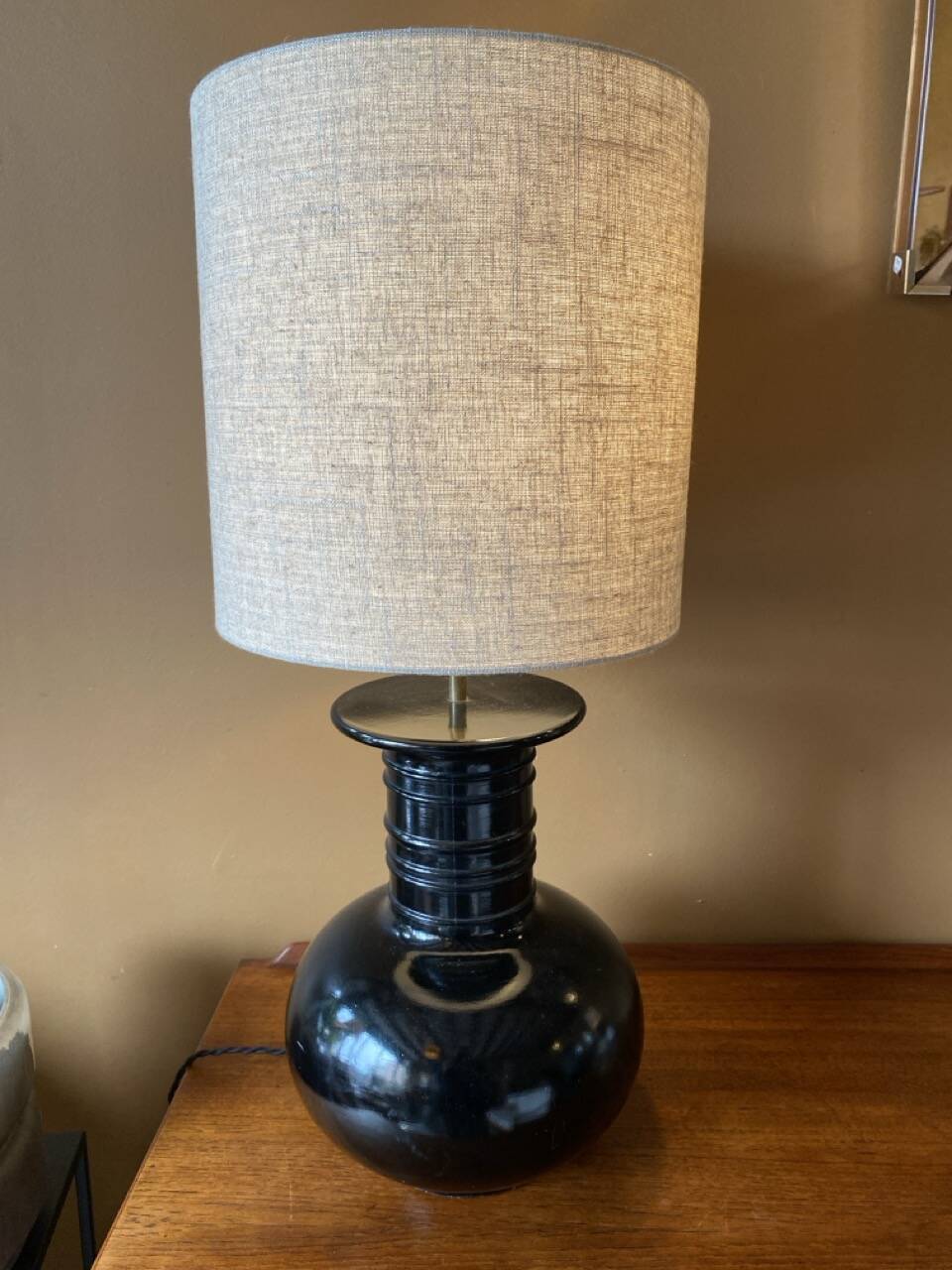Pair of vintage modernist black lamps from the 1970s.