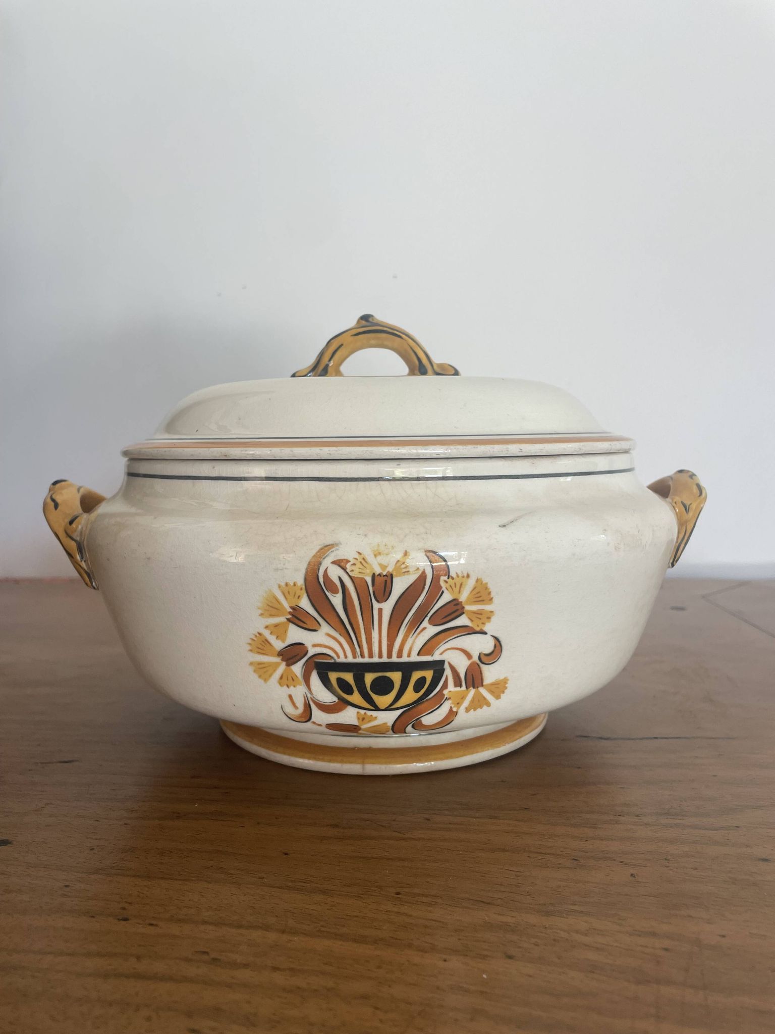 Antique soup tureen Creil and Montereau model "Oeillet"