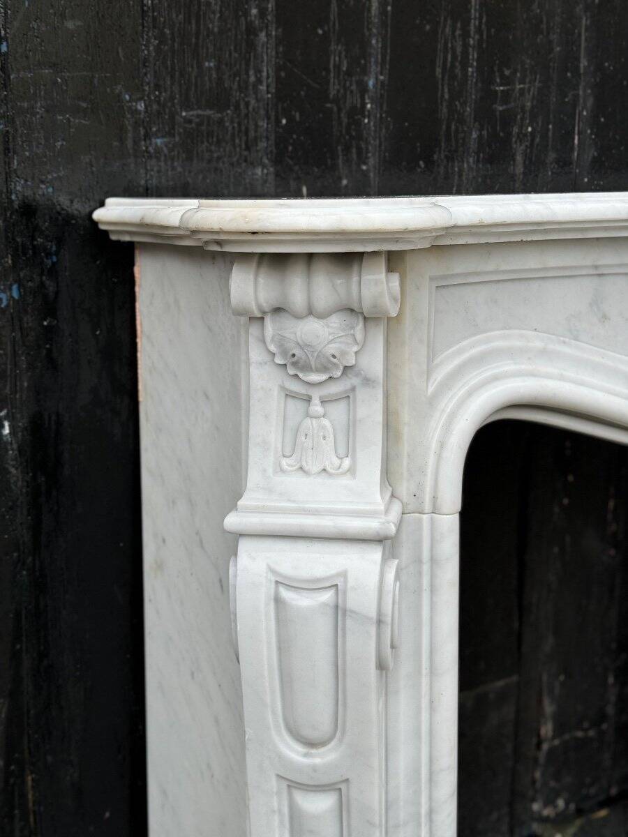 Louis XV style fireplace in Carrara marble circa 1980