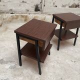 Pair bedside tables feet vintage compass