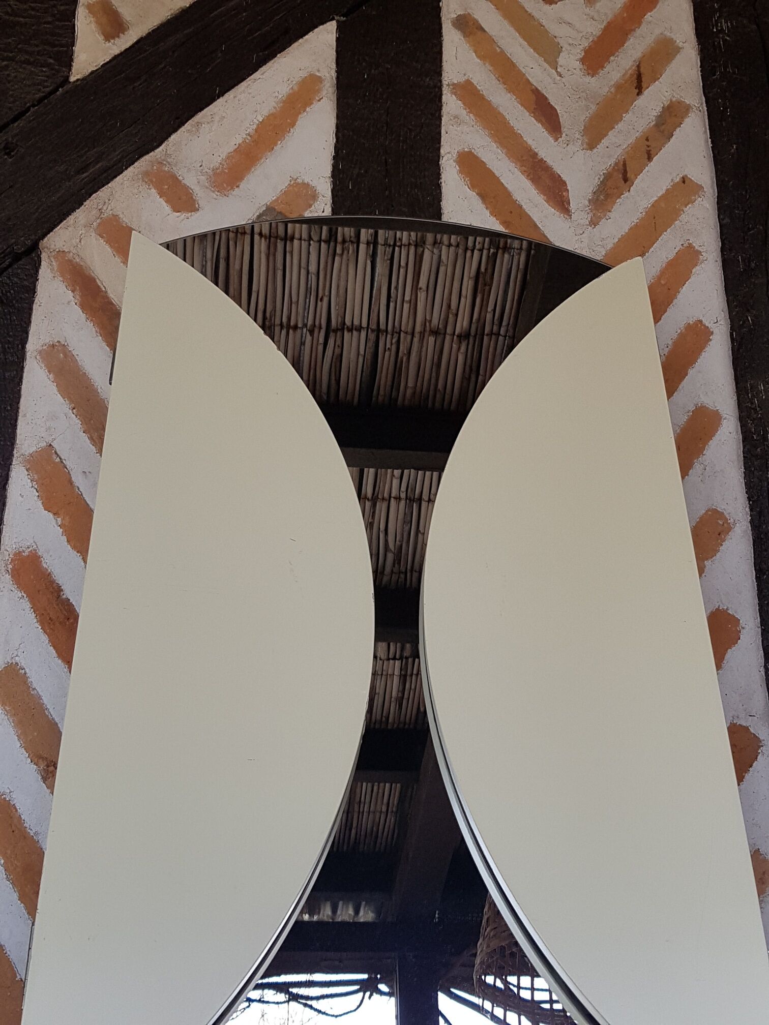 Miroir rond vintage 1970 grand 105cm