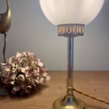 Vintage globe table lamp in white opaline
