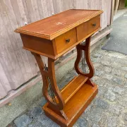 Vintage Wooden Console Table with Lyre Legs — Empire Directoire Style 1960