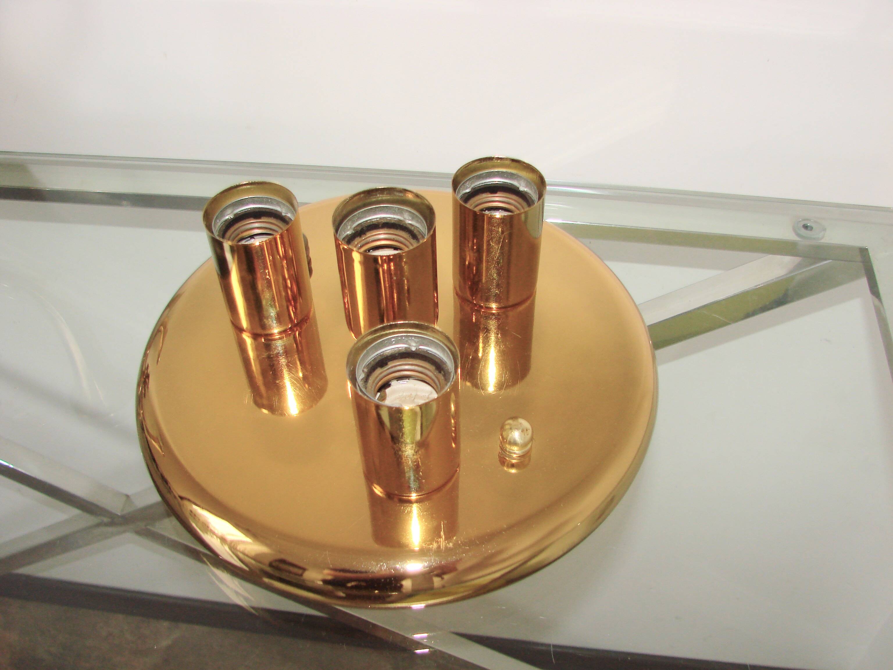 Vintage 1980s ceiling light – brass-finished metal, 4x E27,