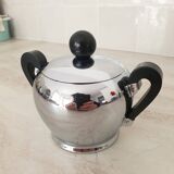 Alessi / Stainless steel and bakelite sugar bowl, "Bombé" collection