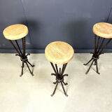 Vintage French wrought iron bar stools, 1960s - set of 3
