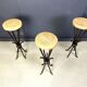 Tabourets de bar en fer forgé vintage français, années 1960 - ensemble de 3