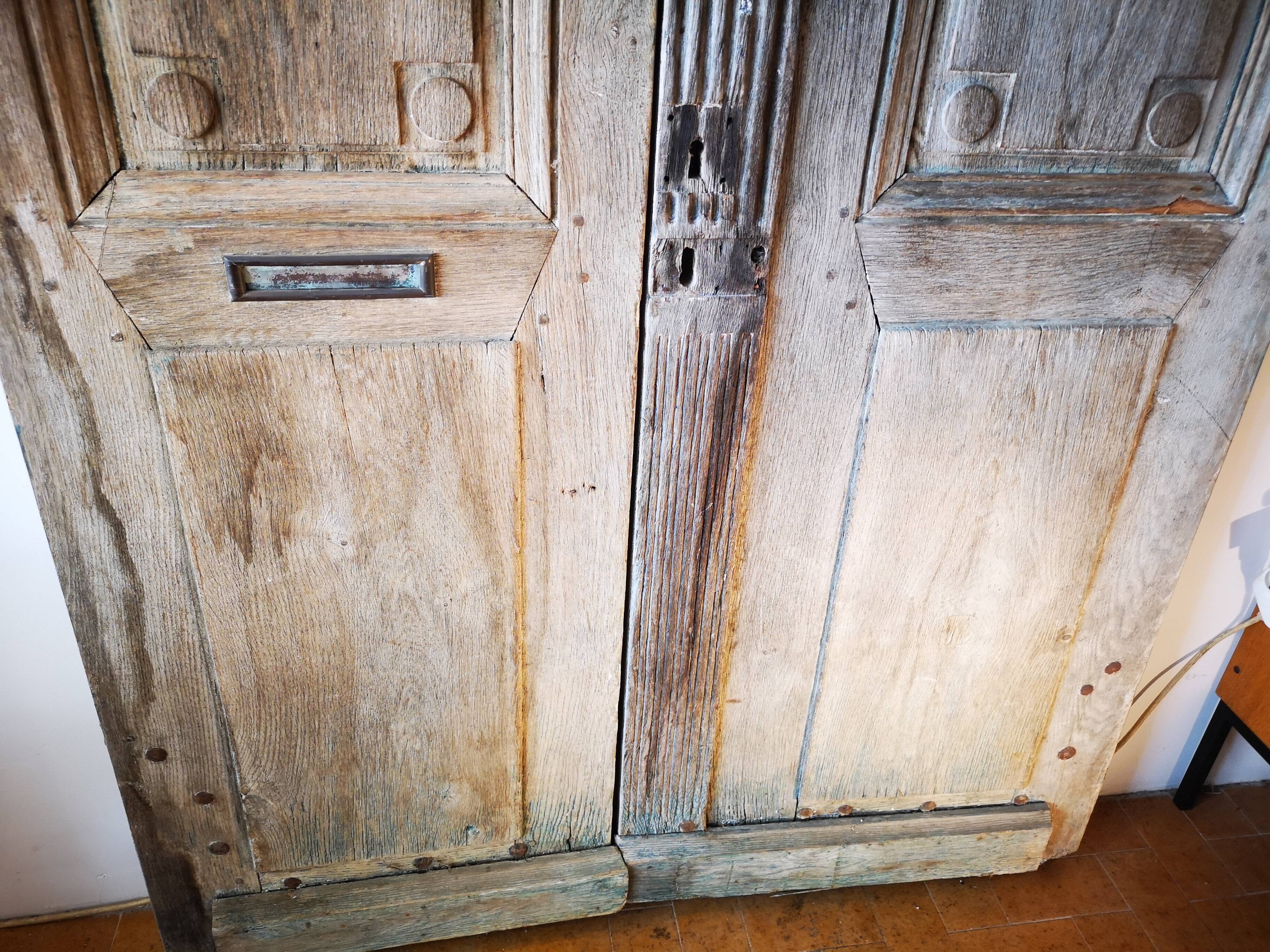 Double entrance gates, solid oak, 19th century