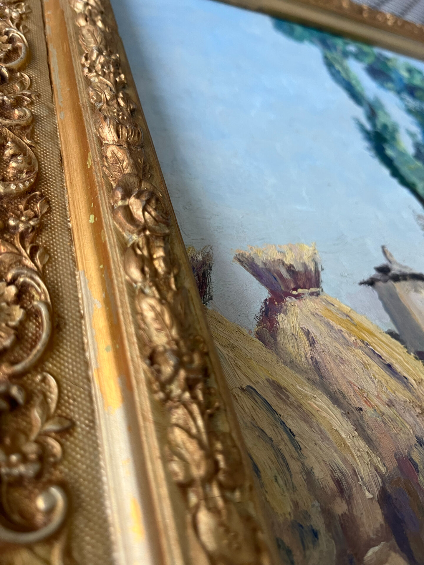 Tableau paysage campagne peinture à l’huile