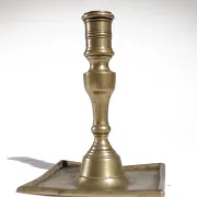 17th-century Spanish brass candlestick with square base