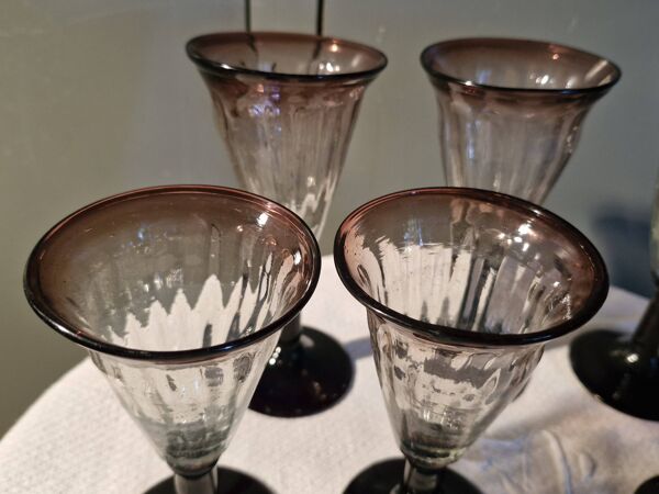 Vintage 8 Verres soufflés, bullés  Biot  - Vin & Eau