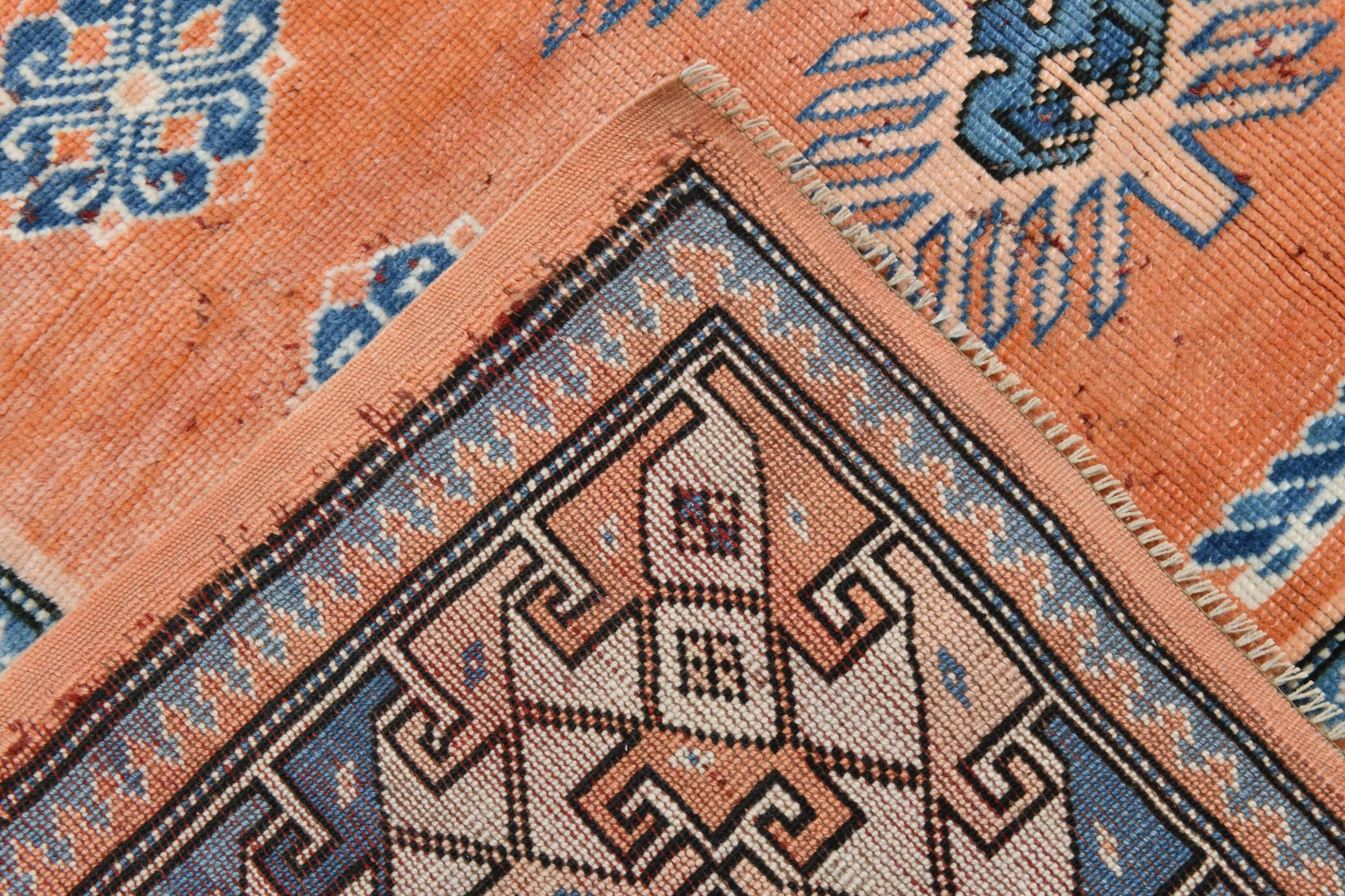 5x7 Orange & Blue Classic Vintage Rug, 154x203Cm