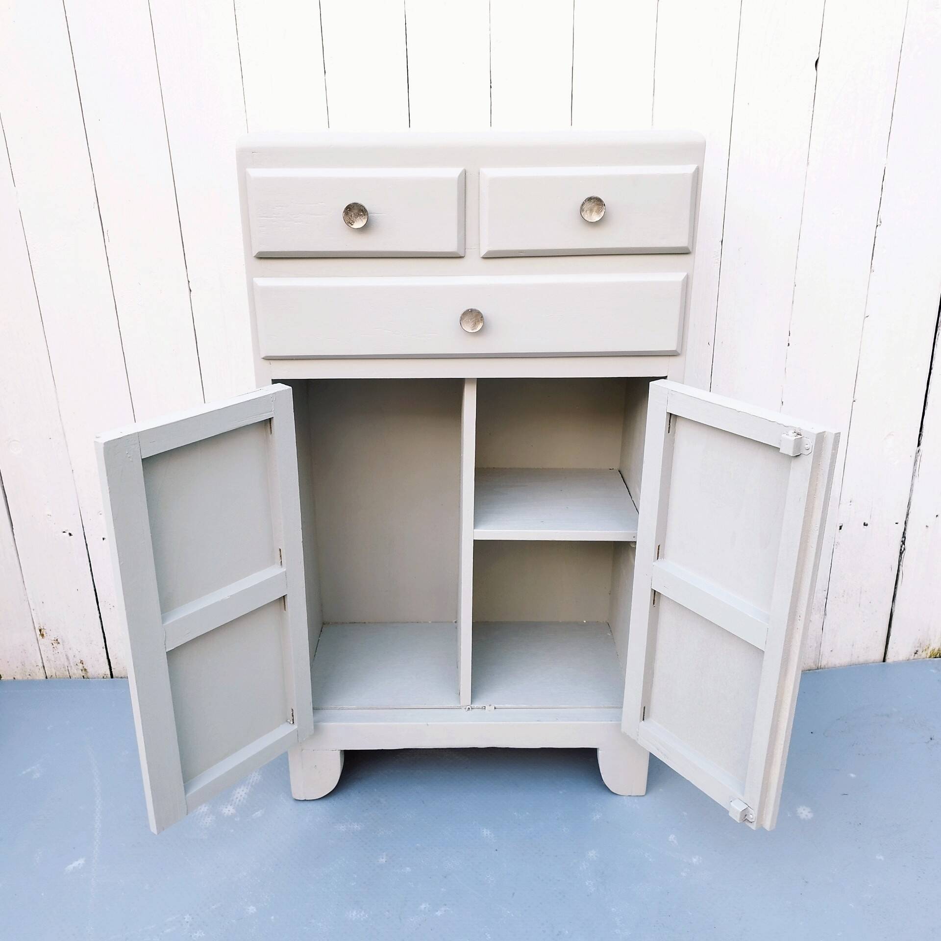 Vintage gray painted wood side furniture