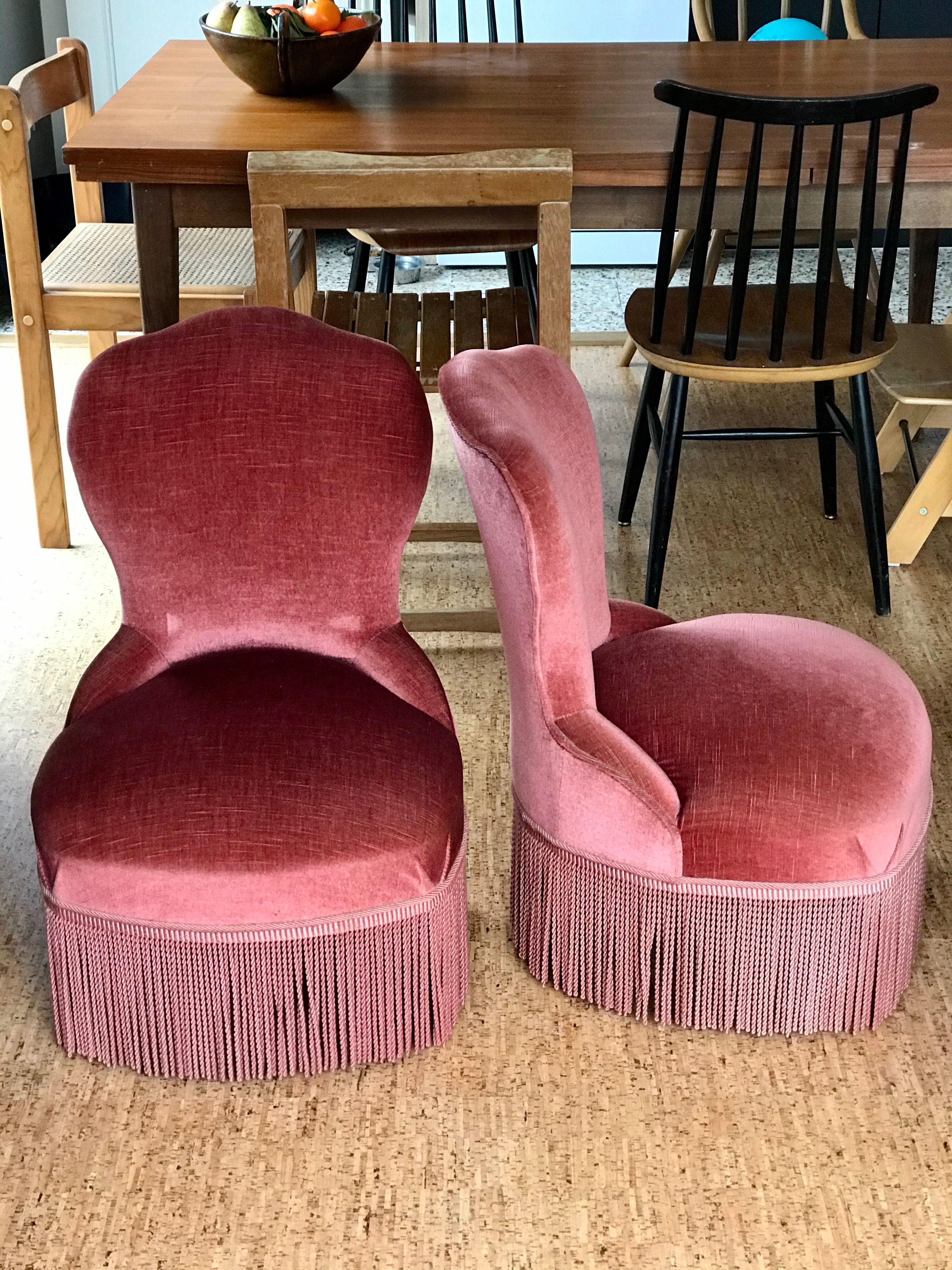 Pair of velvet armchairs