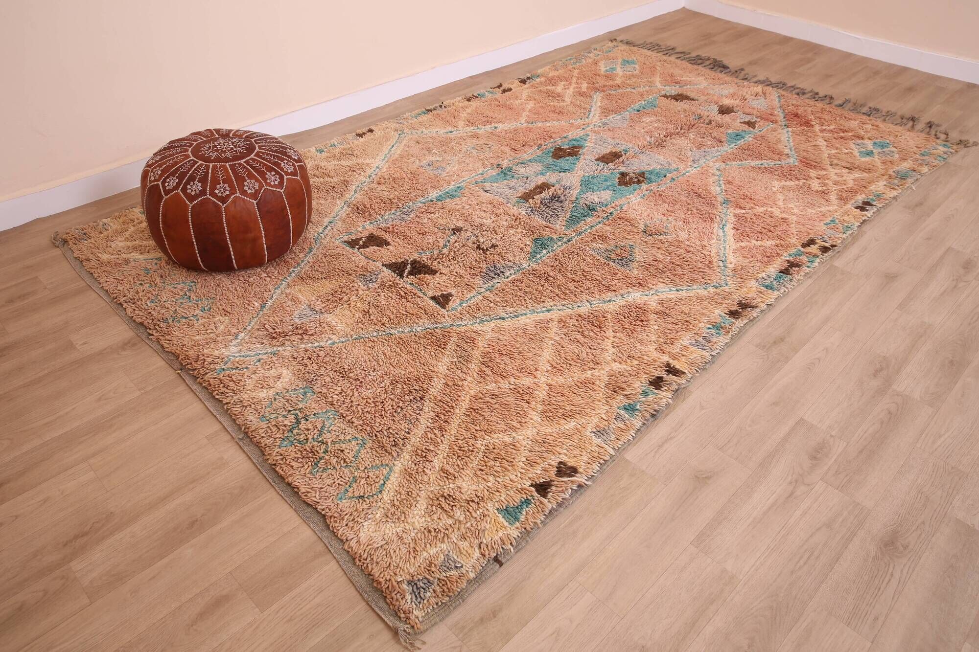 Terracotta Vintage Moroccan Rug 192 x 322 cm, Berber Handmade Wool Rug Boho