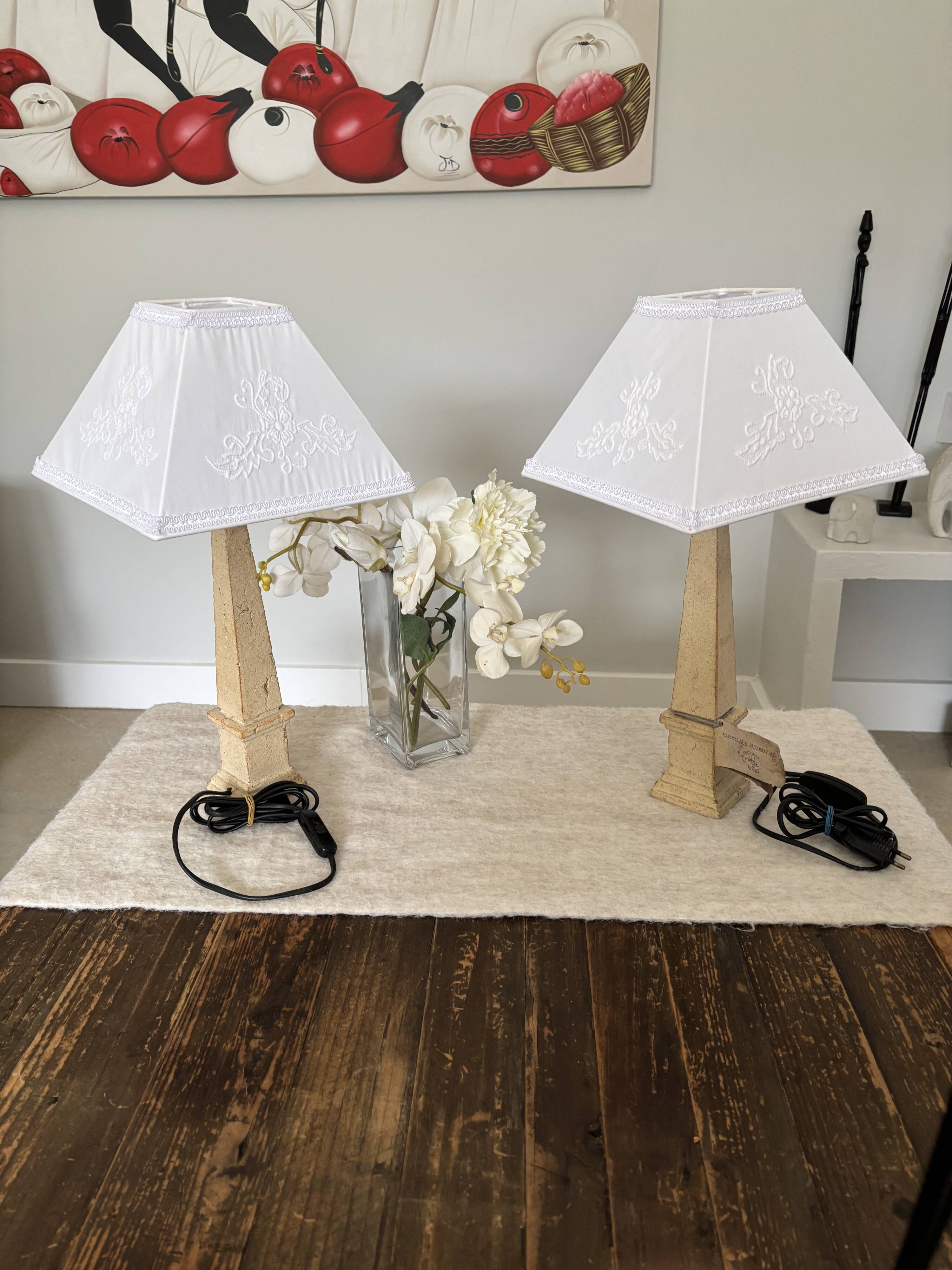 Pair of obelisk lamps by Michel Cayla – Signed with certificate – Design v