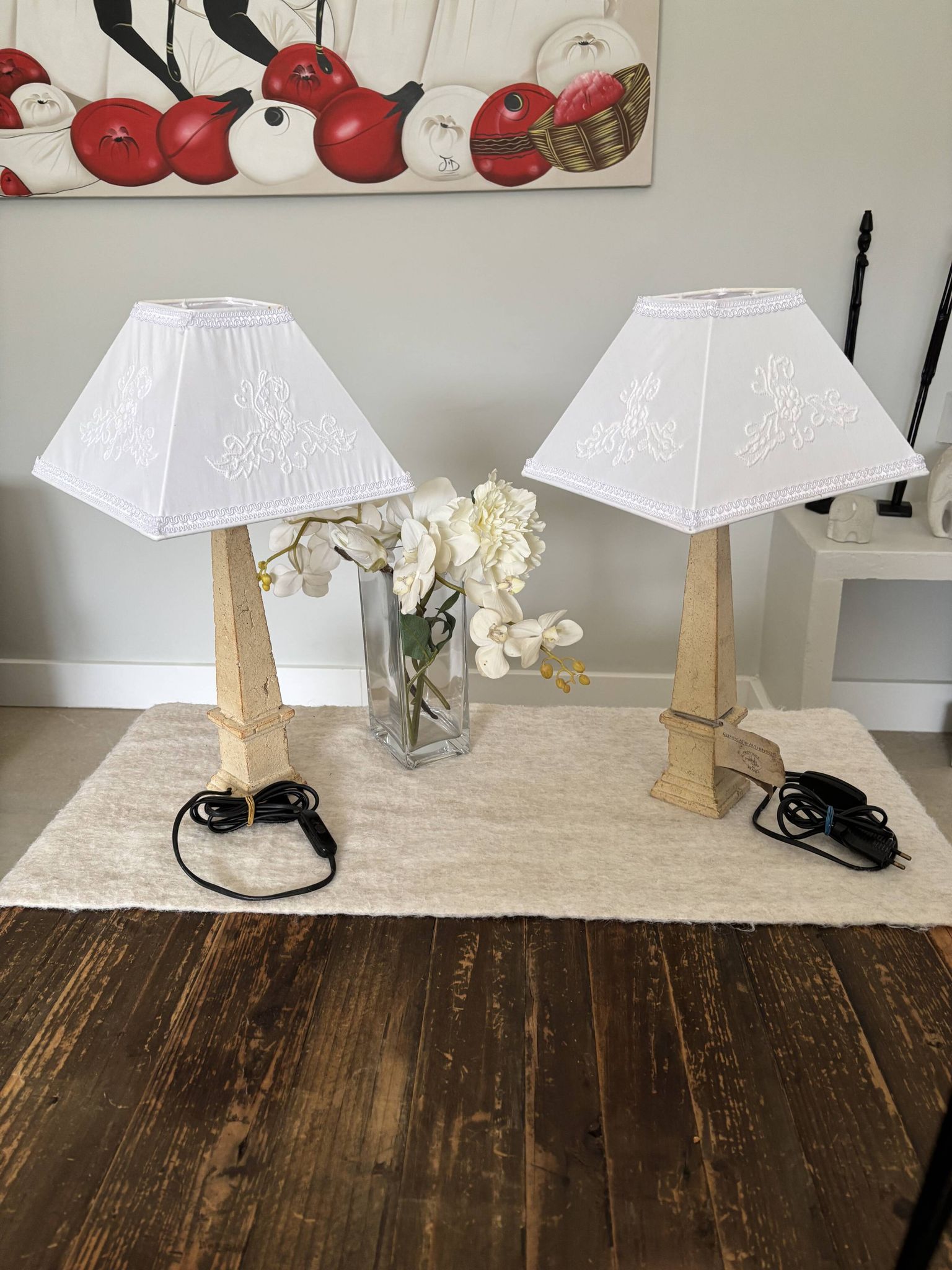 Pair of obelisk lamps by Michel Cayla – Signed with certificate – Design v