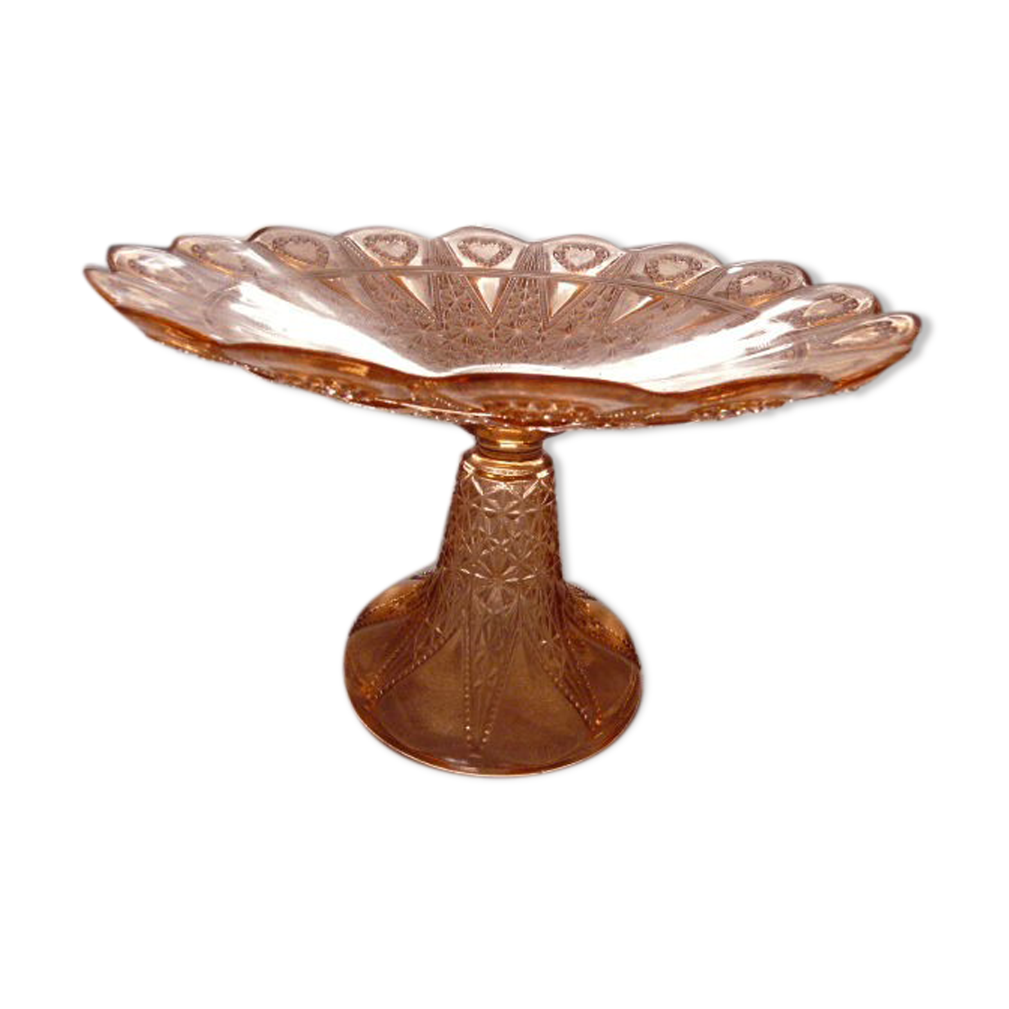 Fruit cup rosaline molded glass centerpiece