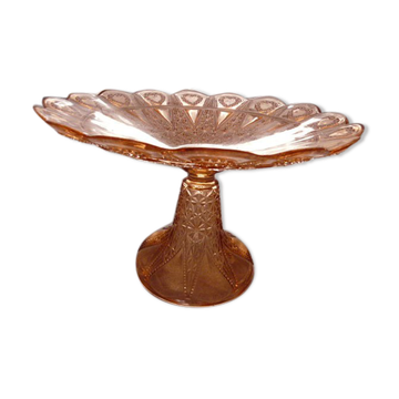Coupe à fruit centre de table en verre moulé rosaline