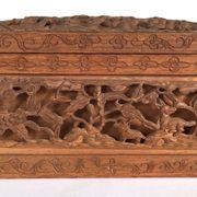 Carved wooden box Indochina late 19th early 20th popular art