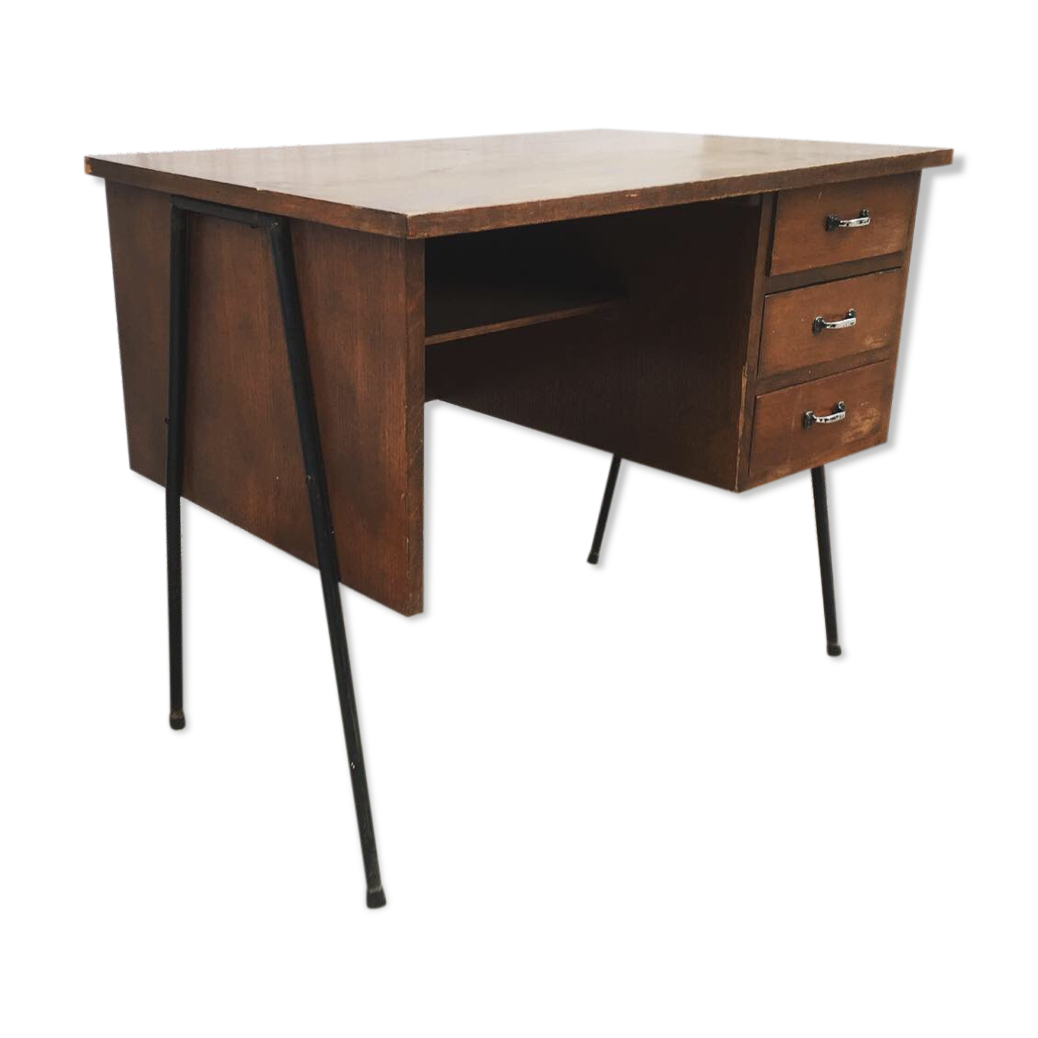 Modernist desk compass feet with drawer box