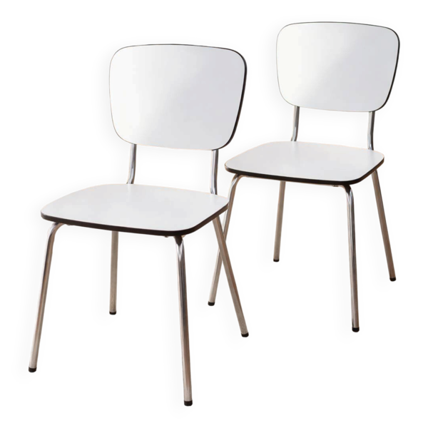 Lot 4 chaises formica blanches ou blanches et grises assorties