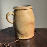 Pot ovale en grès mat beige, 1 anse