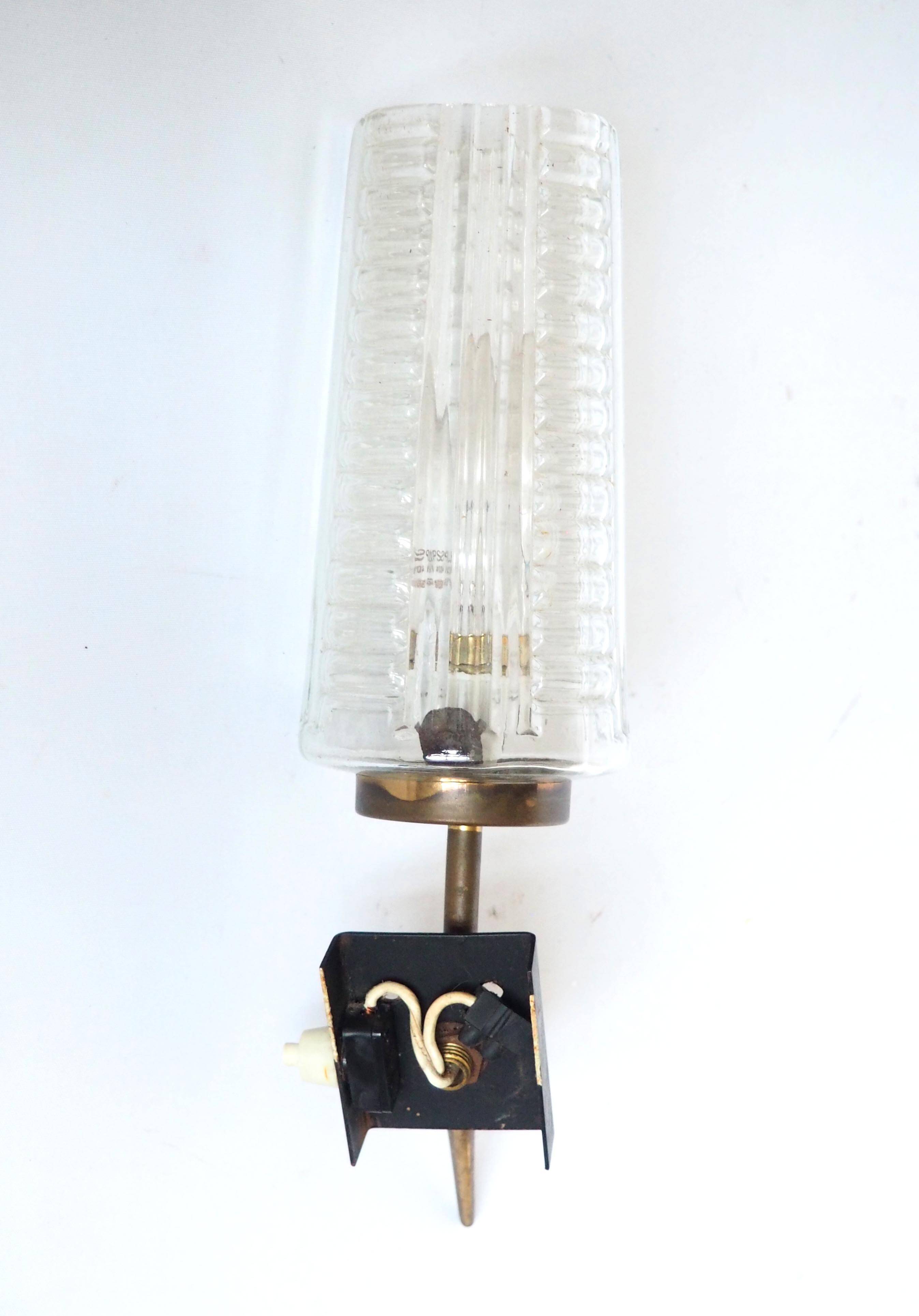 Glass and brass wall light