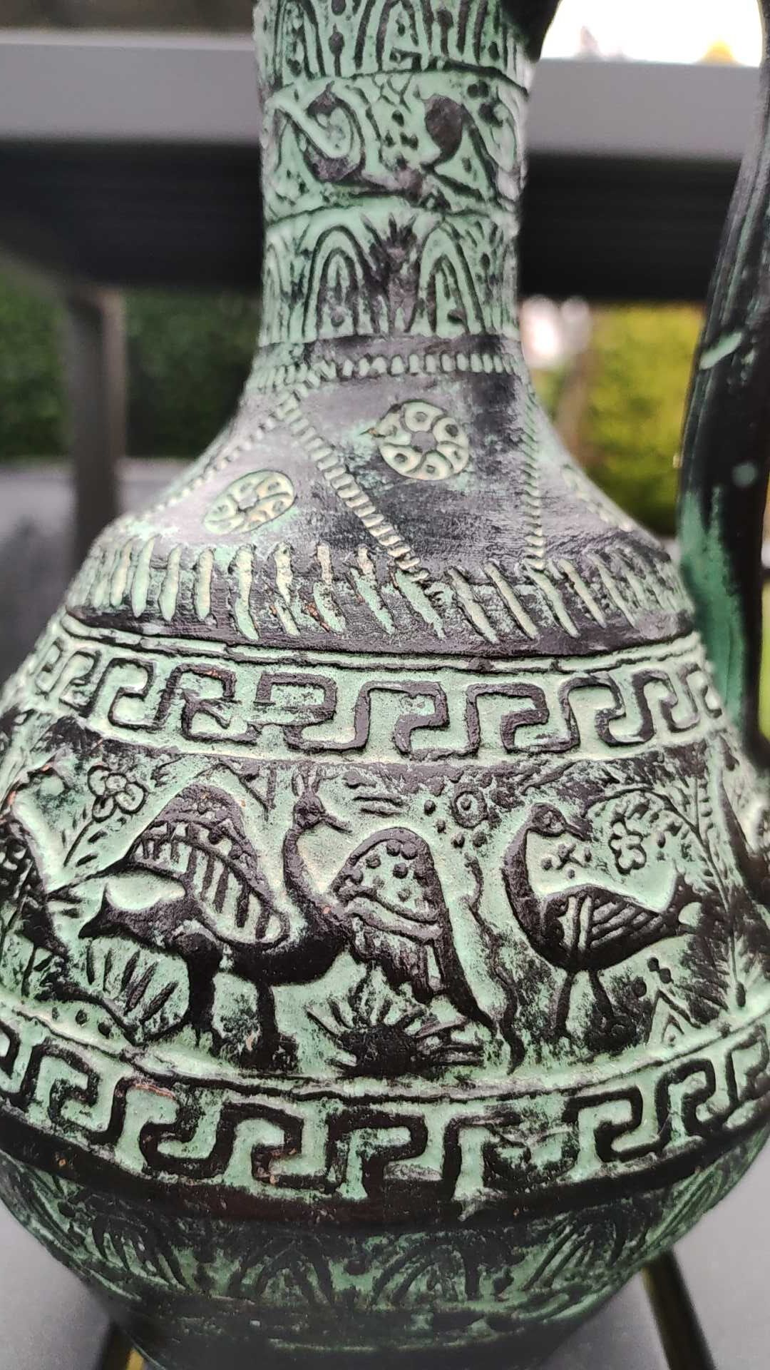 Ancient Greek/Rhodes amphora vase, with inclusions of animal decorations Greek mythology