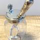 Antique Silver Metal Crystal Mustard Pot + Crystal & Silver Spoon Hallmarked