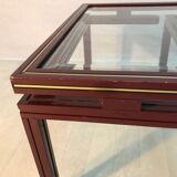 Pierre Vandel metal lacquered stone bass table and glass