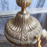 Art Deco globe opalin pink beaded lamp, 1920/30s