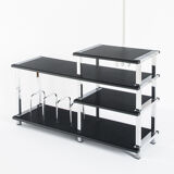 Vintage Hi-Fi furniture in lacquered wood and chrome iron, Spain, 1980