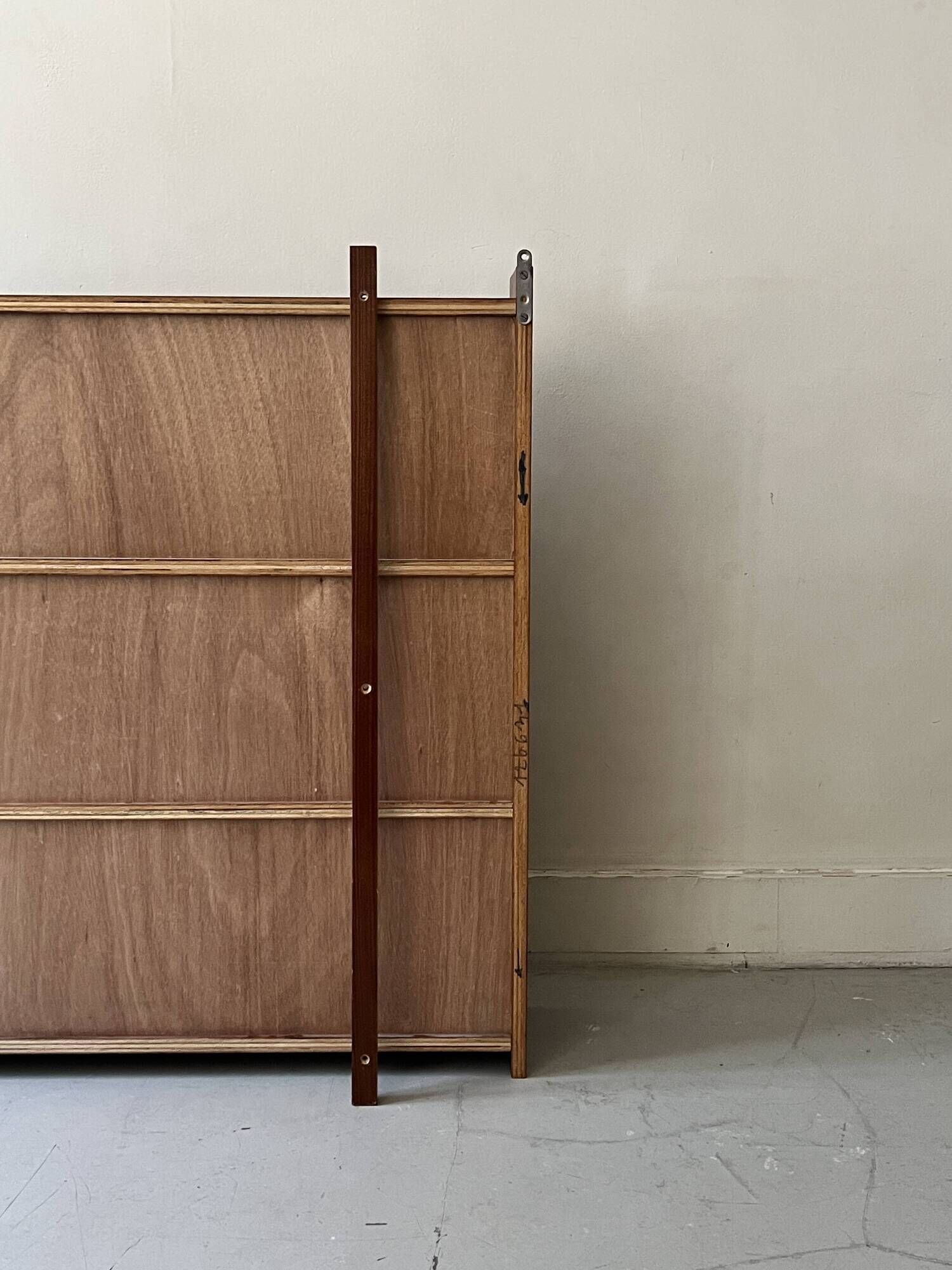 Large closed bookcase in wood and glass, Oscar Furniture design, 1950s