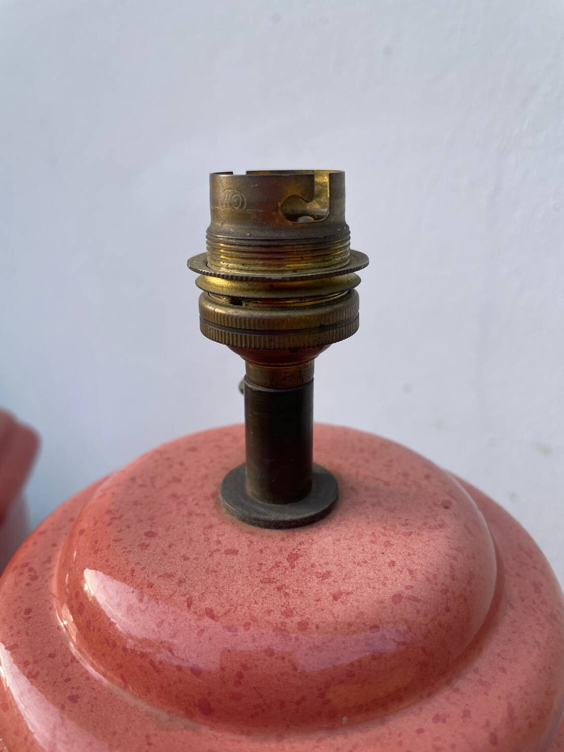 Pair of speckled pink ceramic lamp bases