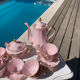 Magnificent service in art deco pastel pink porcelain.