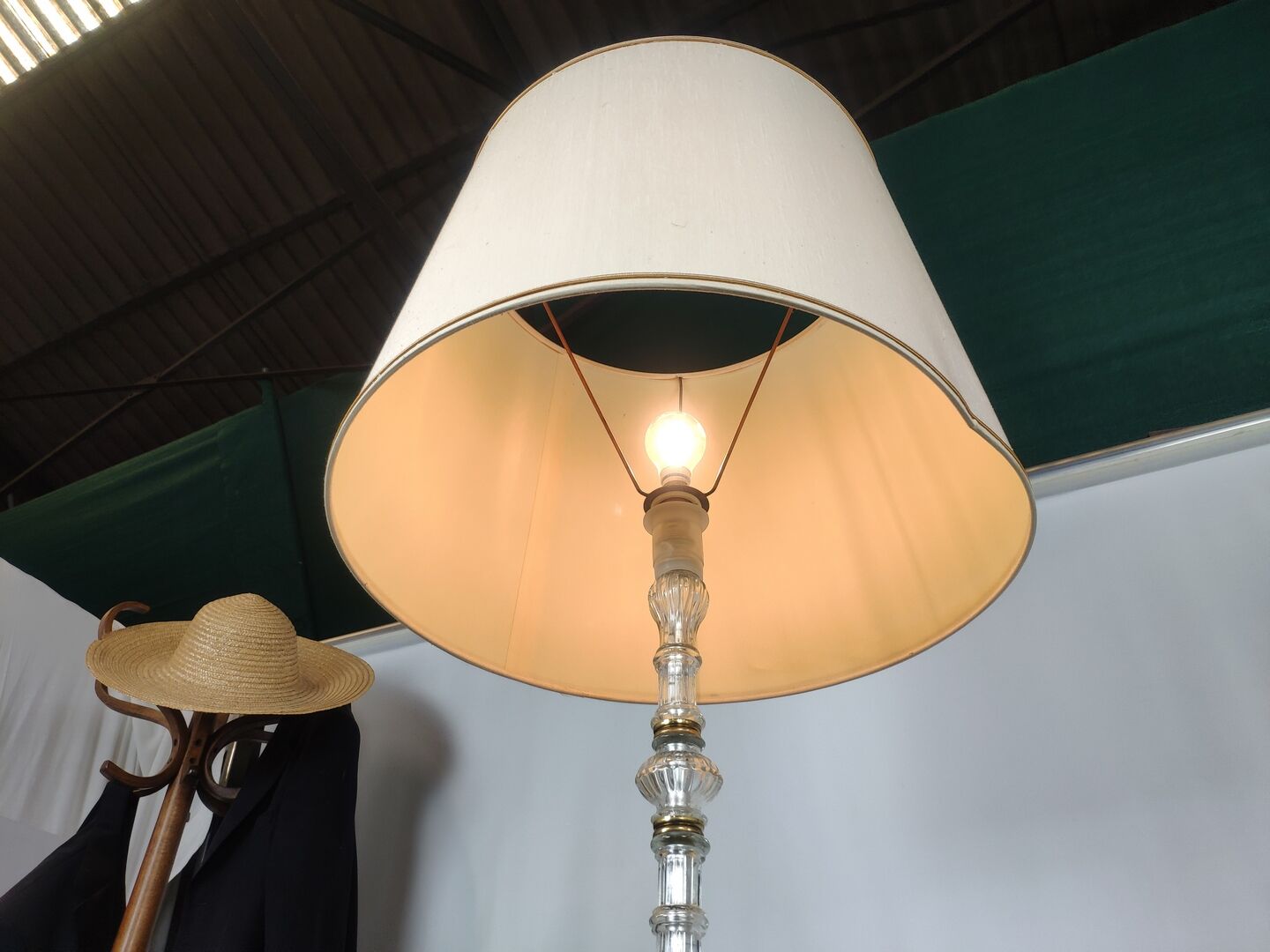 Glass and brass lamppost