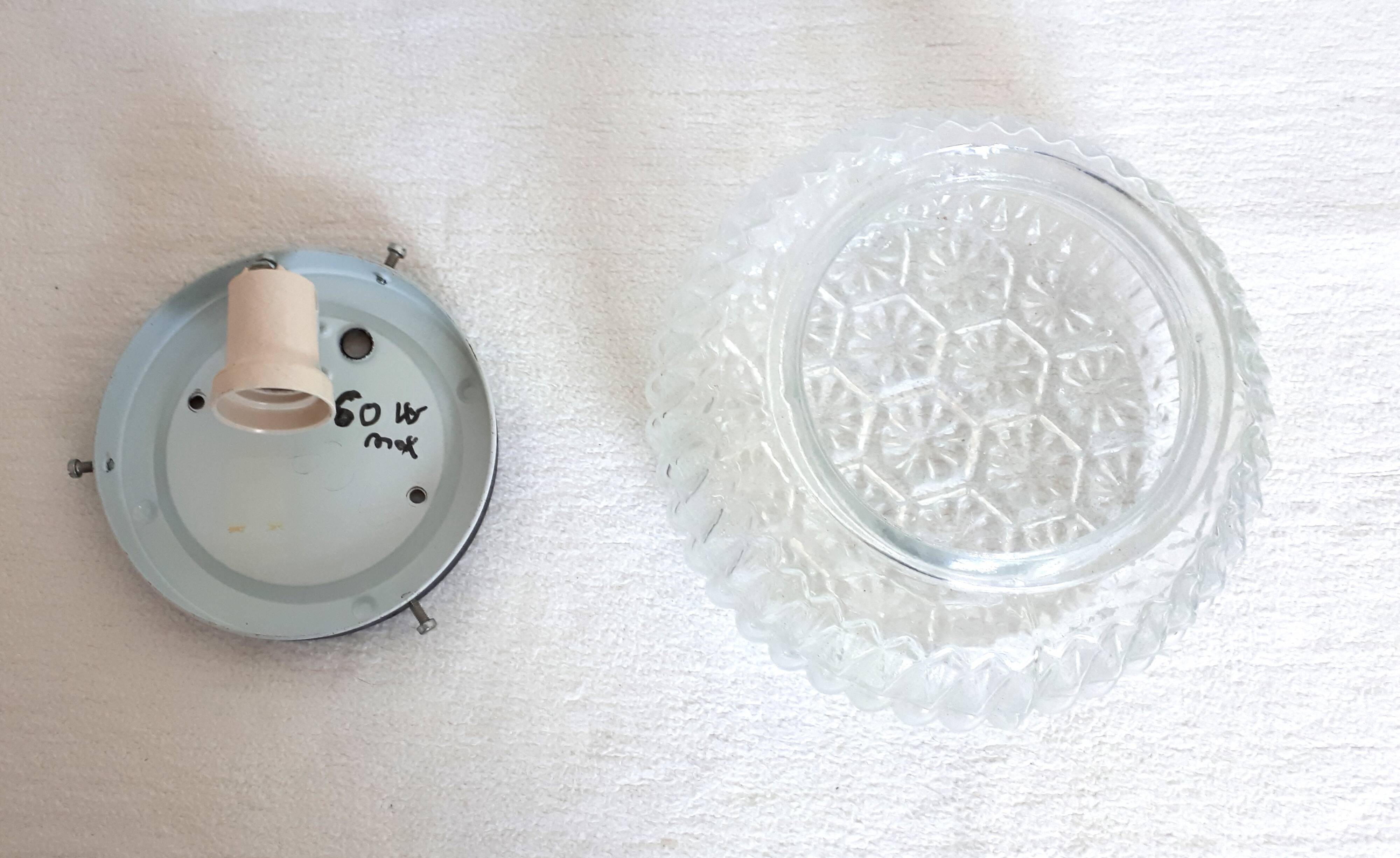 Retro 1970s ceiling/wall light in Flower Power design, worm cabochons