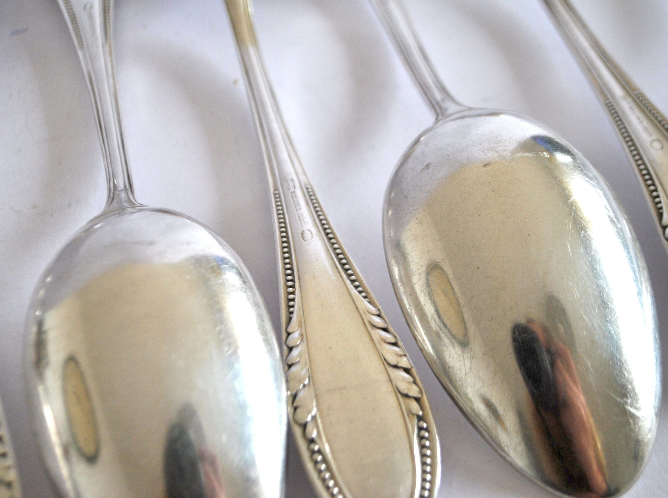 Table cover pearl 6 forks + 6 silver-plated metal spoons German Wellner Silber 21cm