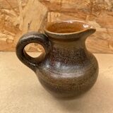 Old fontgombault pitcher vintage brown stoneware