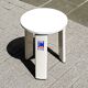 Vintage white glossy Tatay stool — Spain, 1990s